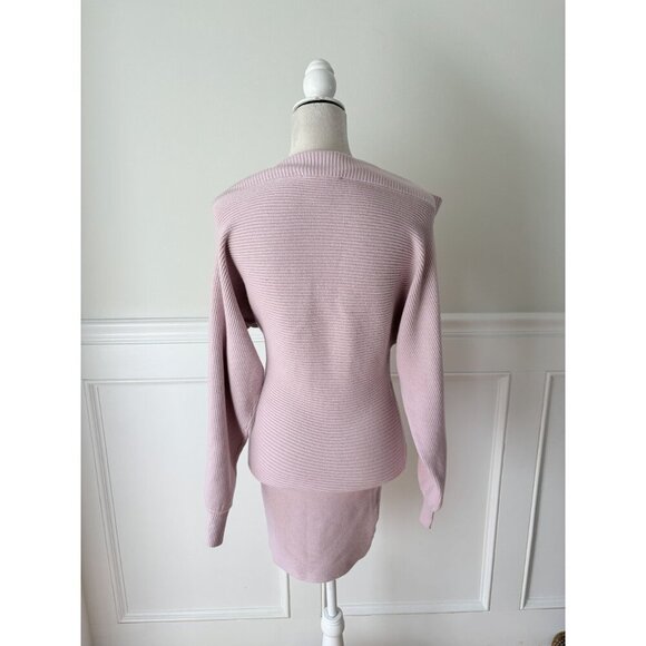 Forever 21 Ribbed Lavender Off-Shoulder Sweater Dress Stretch Knit Size S - Picture 4 of 7